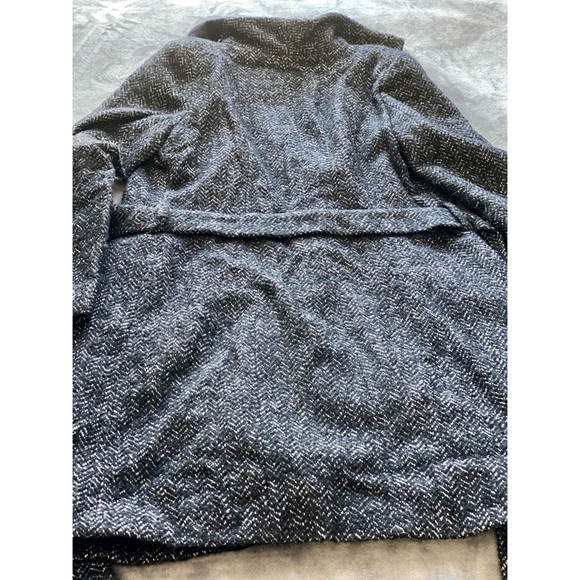 T Tahari Black Herringbone Wool-Blend Trench Coat - Picture 2 of 12